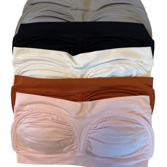 Breezies Tops - Breezies Blush and Charcoal Strapless Crop Tops